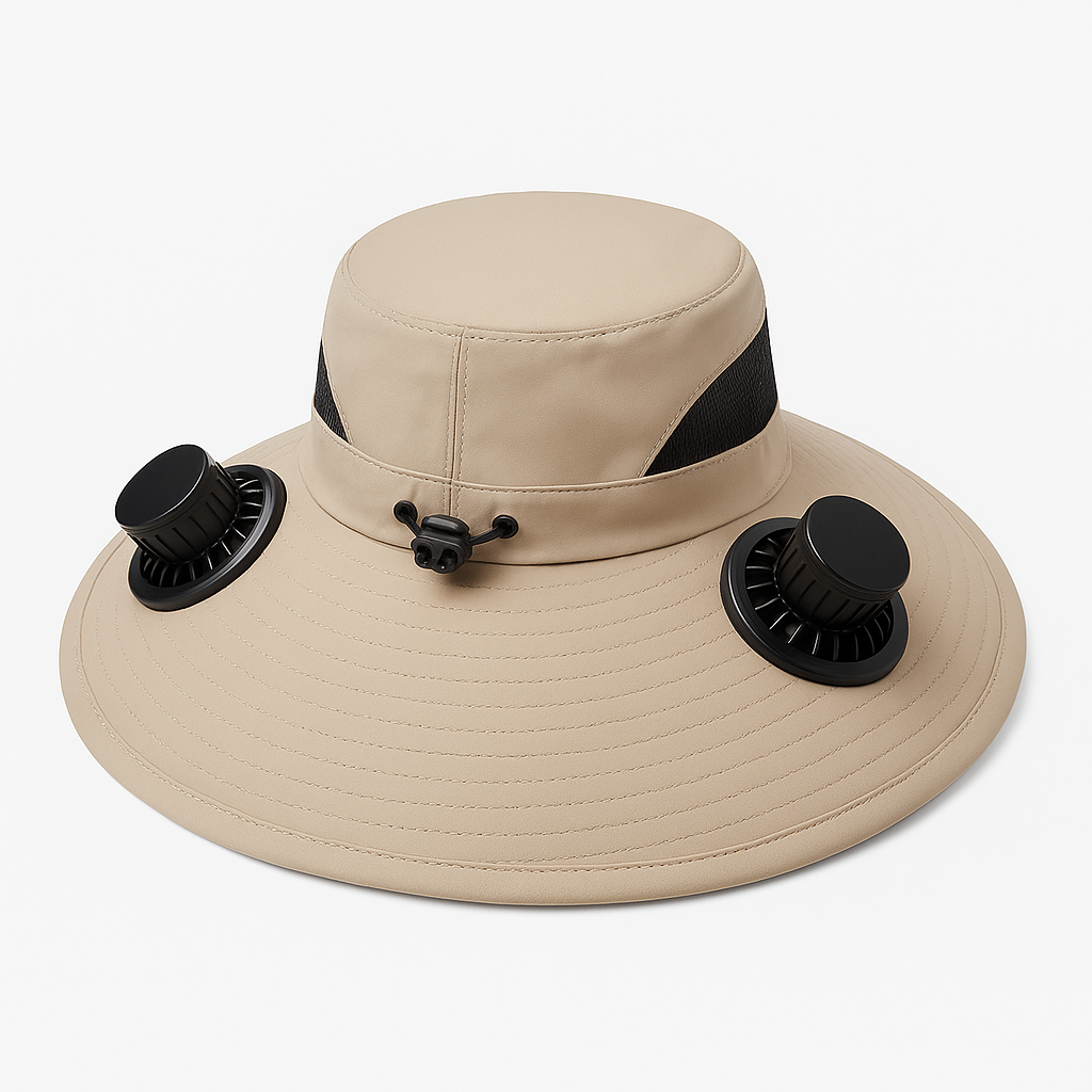Solar Usb Fan Hat with Dual | detail close up