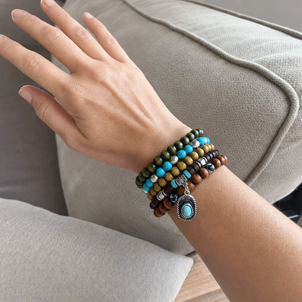 bohemian-coconut-shell-wood-beads-turquoise-bracelet-set customer review photo 1