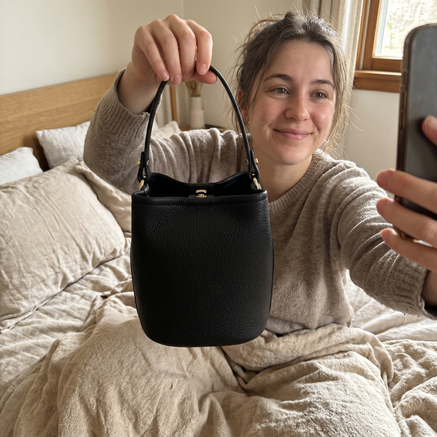 genuine leather bucket bag customer photo 1