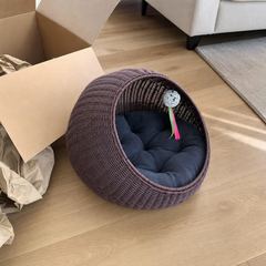 Hand-woven rattan pet cave bed, customer review photo 1