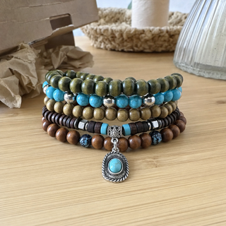 bohemian-coconut-shell-wood-beads-turquoise-bracelet-set customer review photo 2