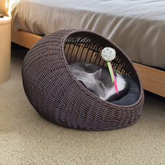 Hand-woven rattan pet cave bed, customer review photo 2