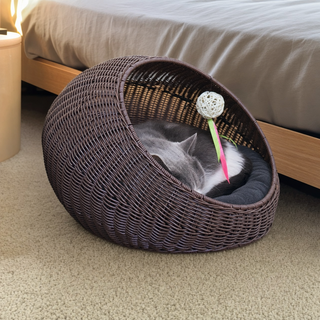 Hand-woven rattan pet cave bed, customer review photo 2