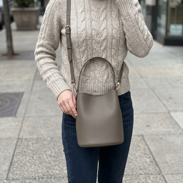 genuine leather bucket bag customer photo 2
