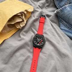 Customer photo Octagonal Car Wheel Quartz Watch red strap just unboxed