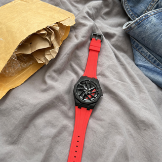 Customer photo Octagonal Car Wheel Quartz Watch red strap just unboxed