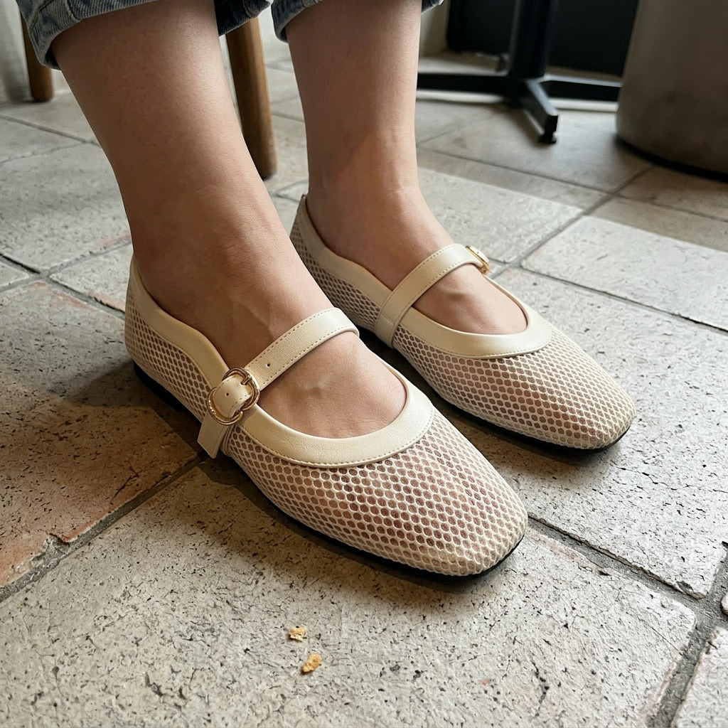 breathable-mesh-ballet-flat-sandals-with-buckle customer review photo 2
