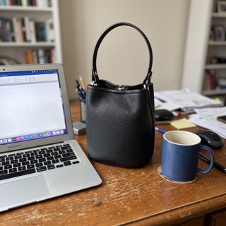genuine leather bucket bag customer photo 3