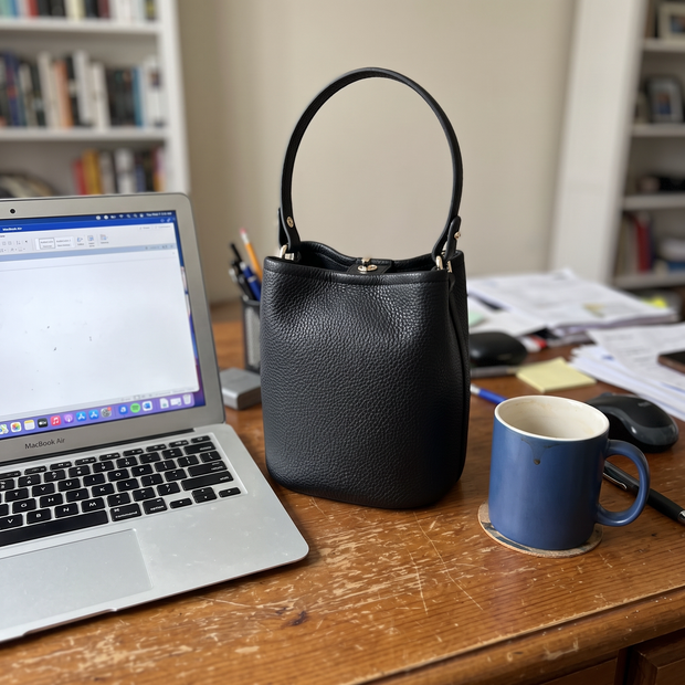 genuine leather bucket bag customer photo 3