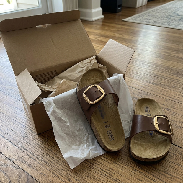 women-retro-flat-sandals-with-gold-buckle customer review photo 3