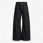 Front view of wide leg jeans showing natural rise and clean straight leg