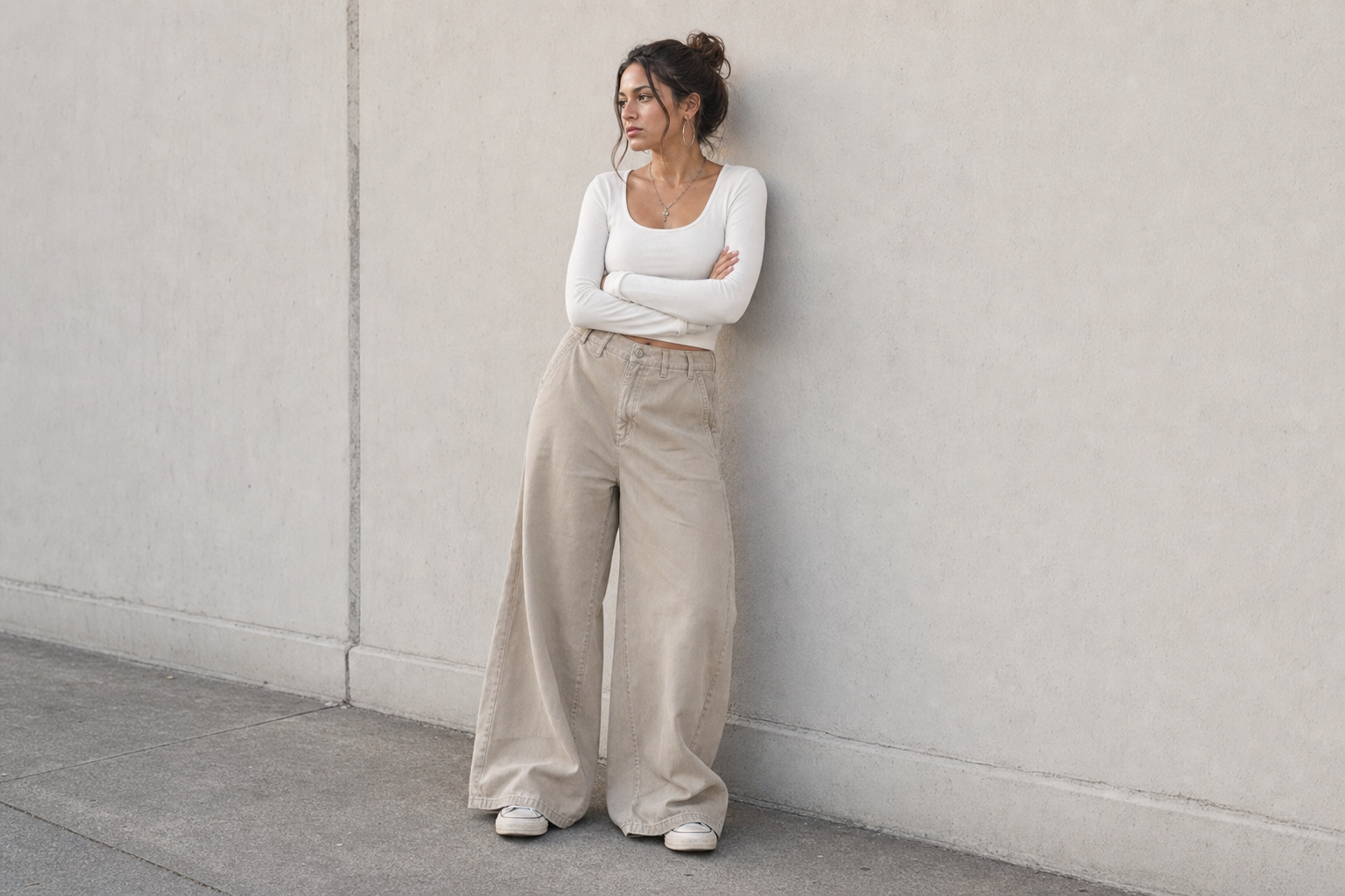 wide leg denim pants with red accents 8