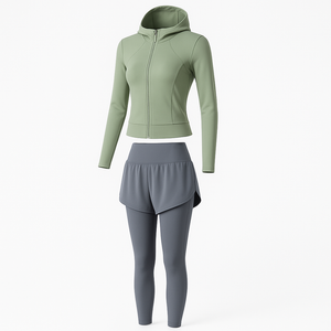 Quick dry yoga running set with sports bra and high rise leggings
