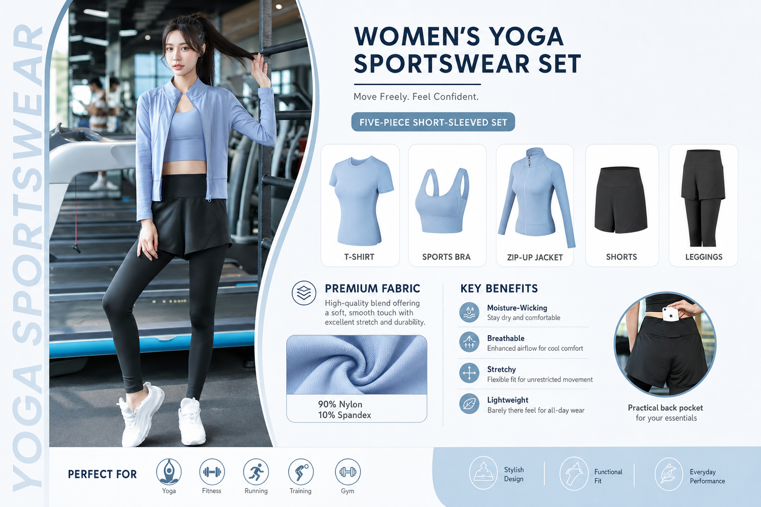 women s yoga sportswear set quick dry fitness outfit for home workouts stretching training support and active daily fitn 5