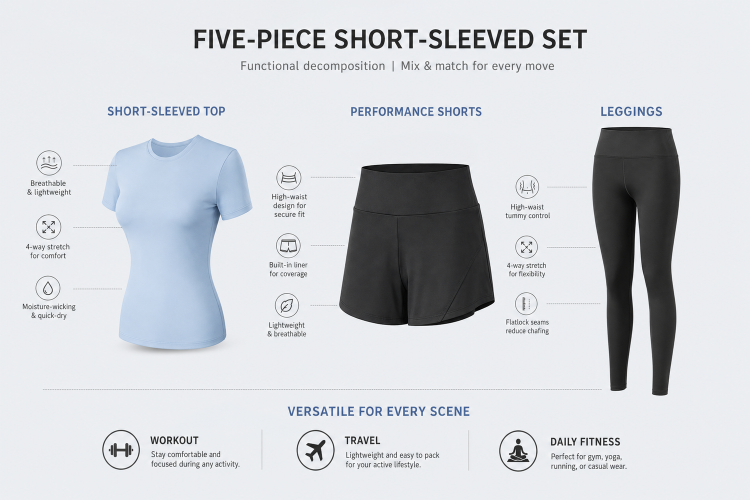 women s yoga sportswear set quick dry fitness outfit for home workouts stretching training support and active daily fitn 6